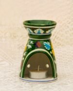 Blue Pottery- Handcrafted Aroma Candle Stand(Green) - Image 2